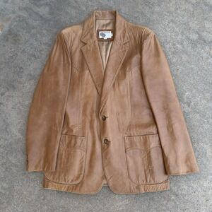 Vintage‎ Silton Jacket Men's 42 Brown Tan Leather Sport Coat Jacket Western 70s